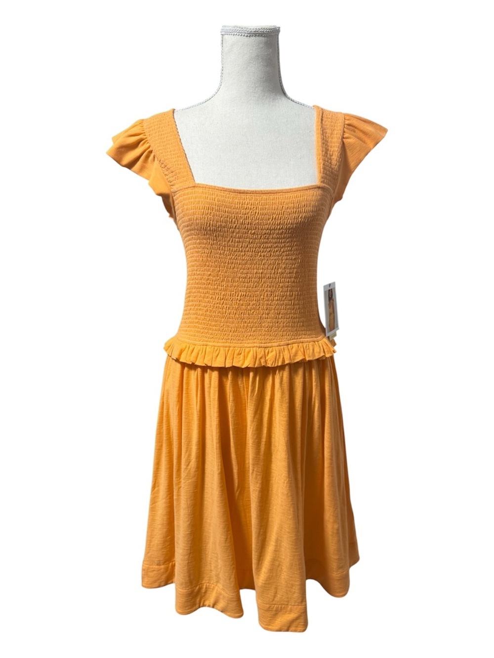 080 NATION LTD. Women's Ginger Smocked Pima Cotton Dress - Tang, Medium - Picture 4 of 16